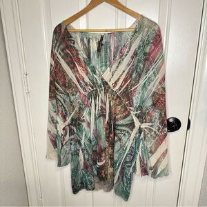 Y2K Mushka By Sienna Rose Multicolor Pleated Burnout Tunic Caftan Fairy Ethereal